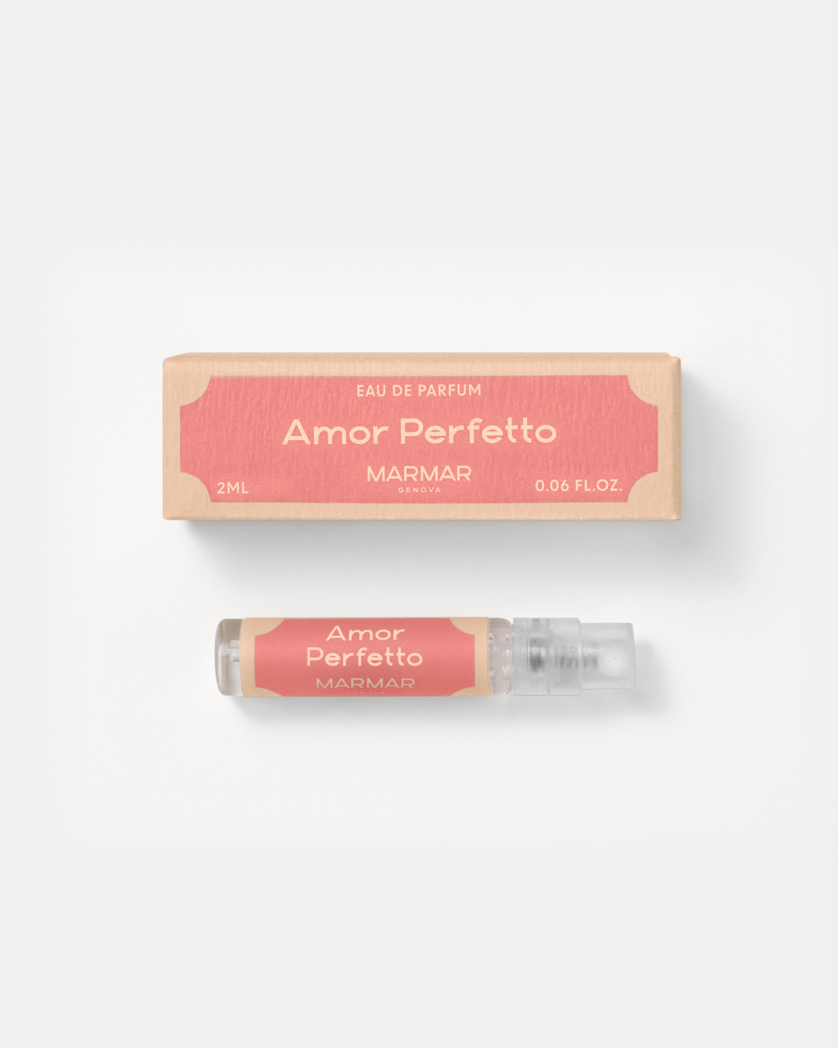 Amor Perfetto Eau de Parfum 2ML sample packshot by MarMar Genova