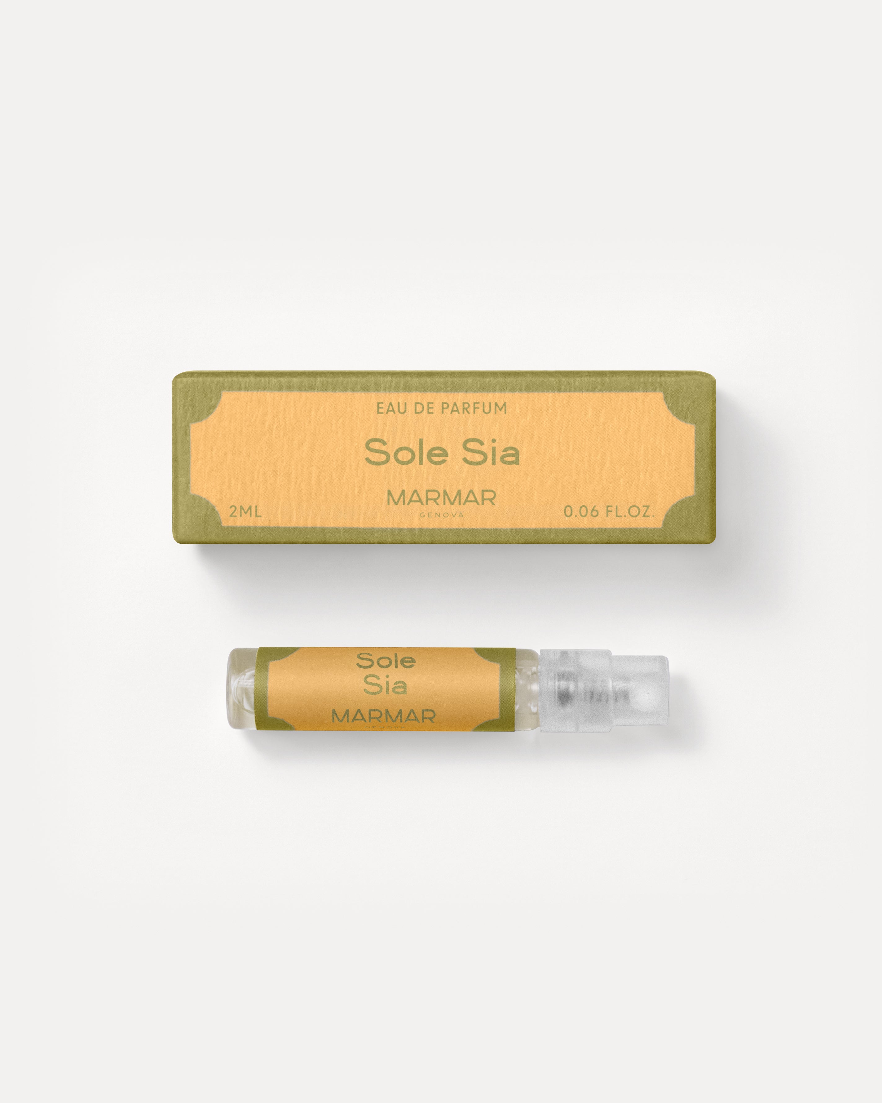 Sole Sia Eau de Parfum 2ML sample packshot by MarMar Genova