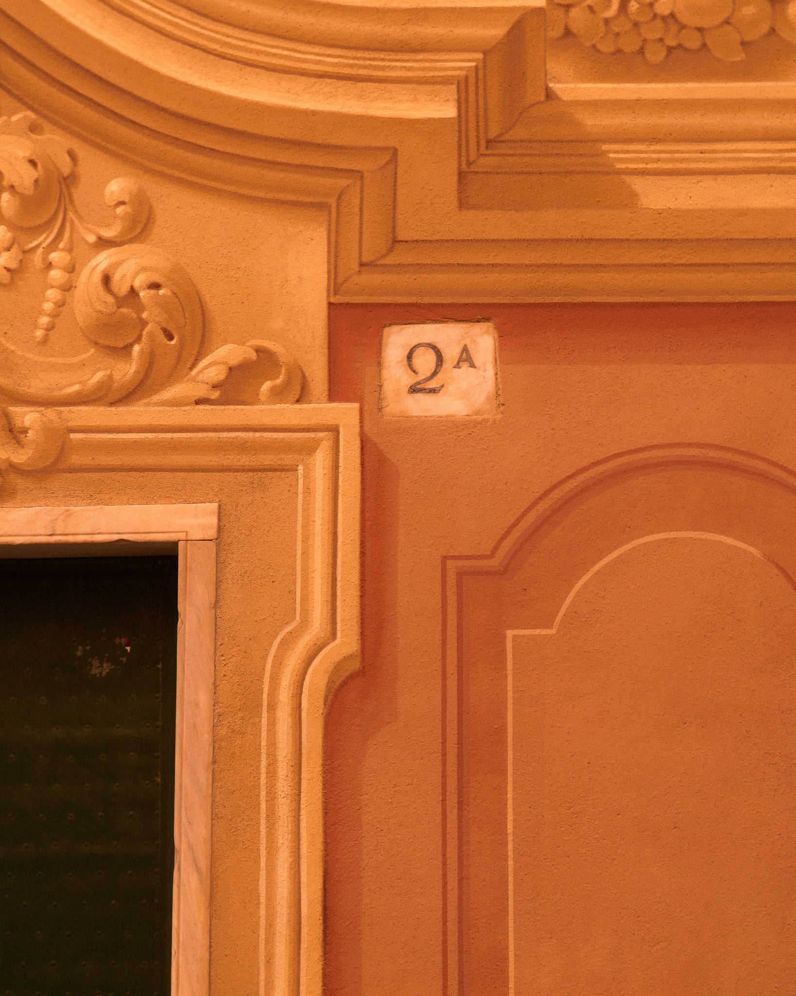 Architectural trompe l'oeil detail of a façade of a Genoese Palace for MarMar Genova