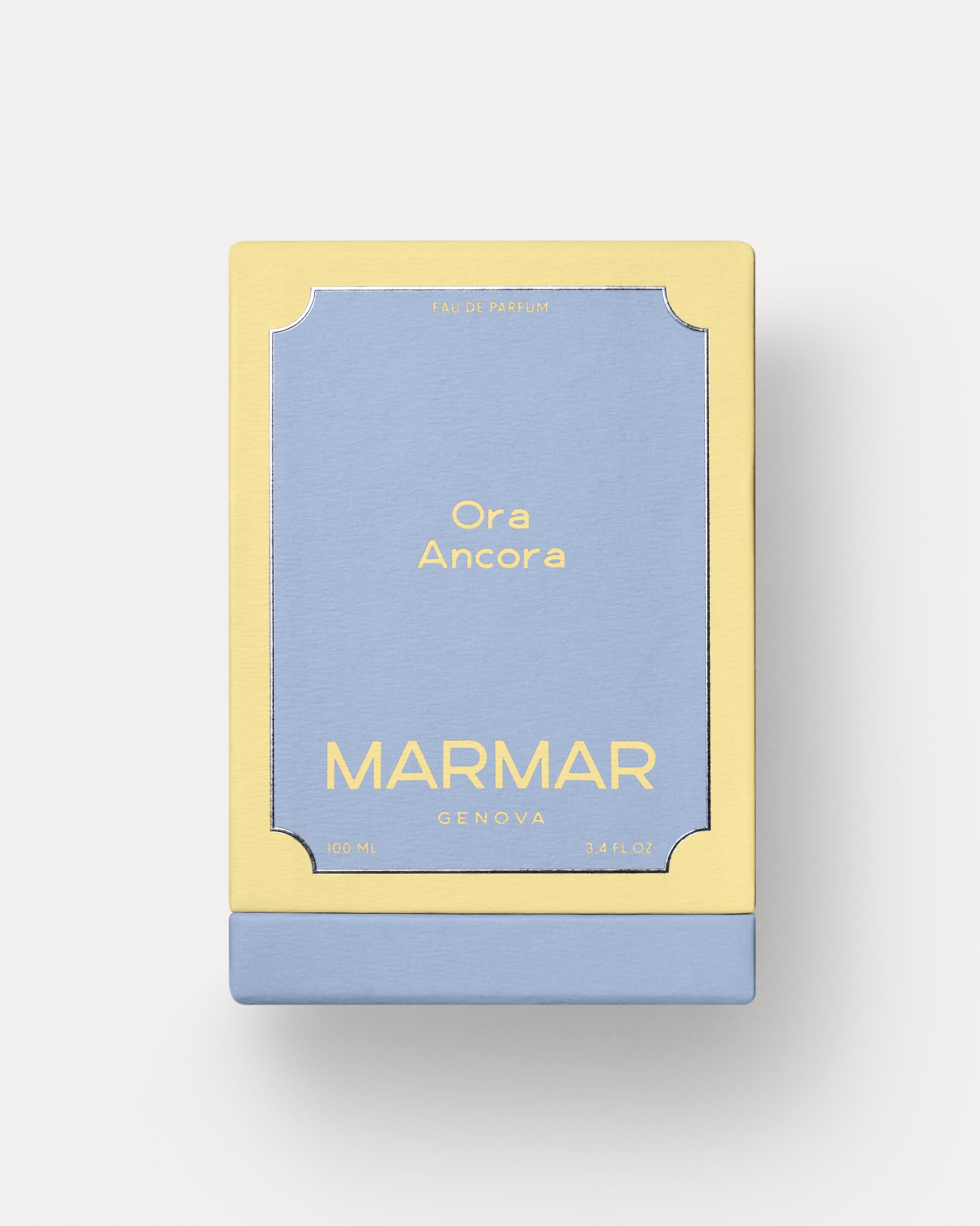 Packshot of the front of the rigid box of Ora Ancora by MarMar Genova